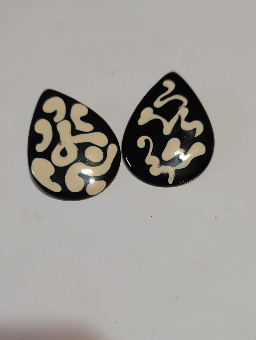 Black and Cream Teardrop Statement Earrings - Women Accessories